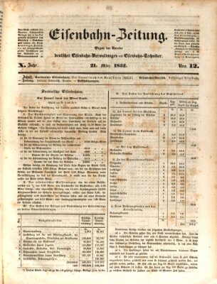 Eisenbahn-Zeitung Sonntag 21. März 1852