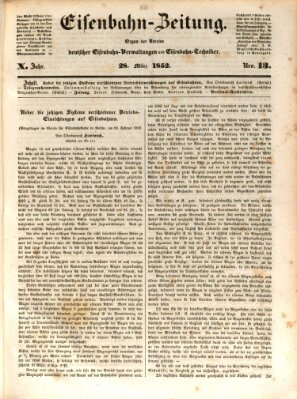 Eisenbahn-Zeitung Sonntag 28. März 1852