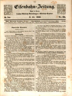 Eisenbahn-Zeitung Sonntag 2. Mai 1852