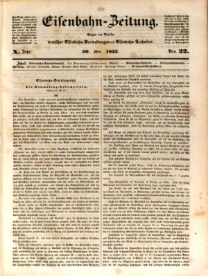 Eisenbahn-Zeitung Sonntag 30. Mai 1852