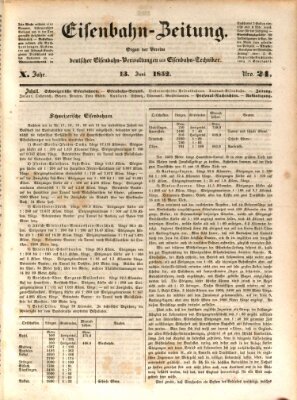 Eisenbahn-Zeitung Sonntag 13. Juni 1852