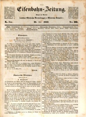 Eisenbahn-Zeitung Sonntag 25. Juli 1852