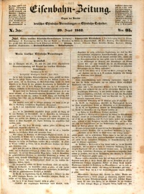 Eisenbahn-Zeitung Sonntag 29. August 1852