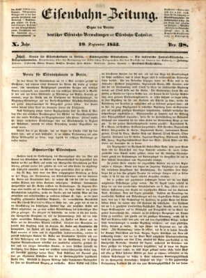 Eisenbahn-Zeitung Sonntag 19. September 1852