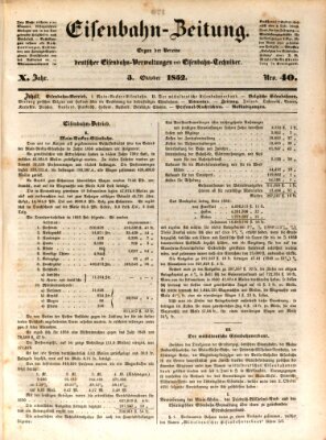 Eisenbahn-Zeitung Sonntag 3. Oktober 1852