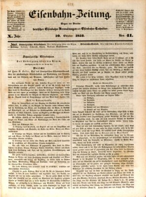 Eisenbahn-Zeitung Sonntag 10. Oktober 1852