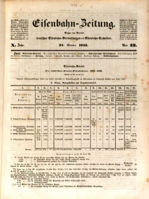 Eisenbahn-Zeitung Sonntag 24. Oktober 1852