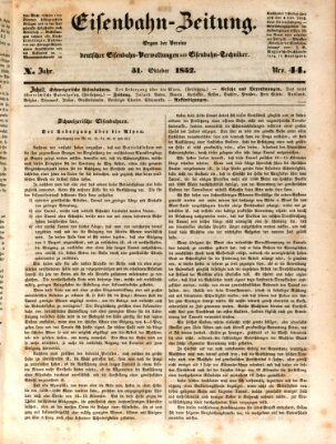 Eisenbahn-Zeitung Sonntag 31. Oktober 1852