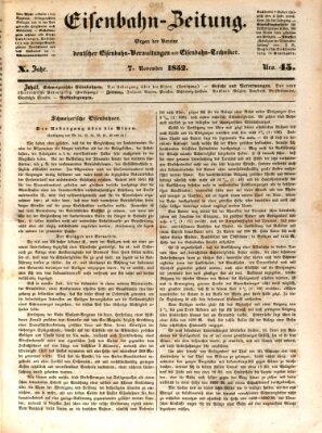 Eisenbahn-Zeitung Sonntag 7. November 1852