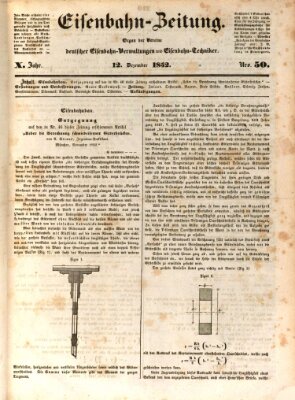 Eisenbahn-Zeitung Sonntag 12. Dezember 1852