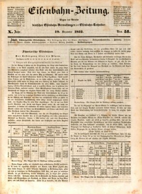 Eisenbahn-Zeitung Sonntag 19. Dezember 1852