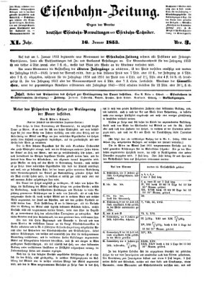 Eisenbahn-Zeitung Sonntag 16. Januar 1853