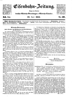 Eisenbahn-Zeitung Sonntag 24. April 1853