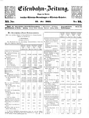 Eisenbahn-Zeitung Sonntag 22. Mai 1853