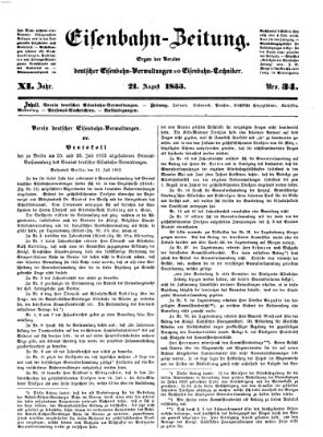 Eisenbahn-Zeitung Sonntag 21. August 1853