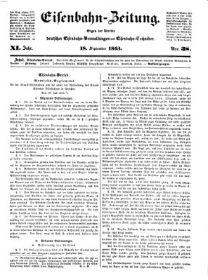 Eisenbahn-Zeitung Sonntag 18. September 1853