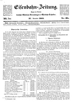 Eisenbahn-Zeitung Sonntag 27. November 1853