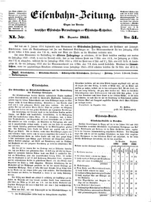 Eisenbahn-Zeitung Sonntag 18. Dezember 1853