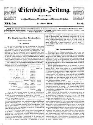 Eisenbahn-Zeitung Sonntag 5. Februar 1854