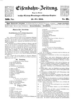 Eisenbahn-Zeitung Montag 13. März 1854