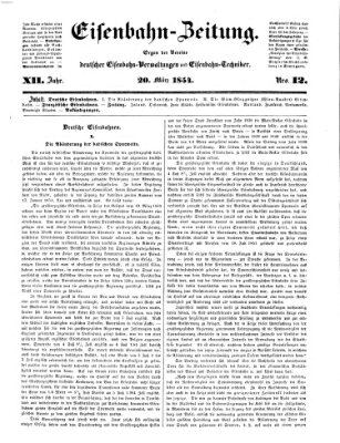 Eisenbahn-Zeitung Montag 20. März 1854