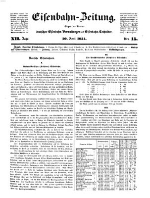 Eisenbahn-Zeitung Montag 10. April 1854