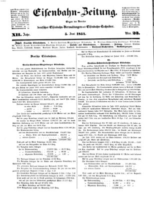 Eisenbahn-Zeitung Montag 5. Juni 1854