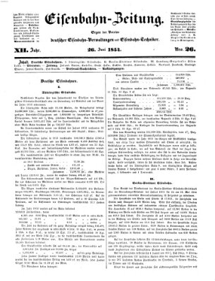 Eisenbahn-Zeitung Montag 26. Juni 1854