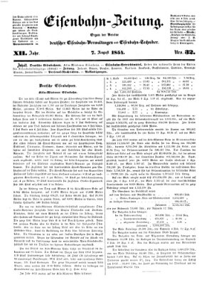 Eisenbahn-Zeitung Montag 7. August 1854