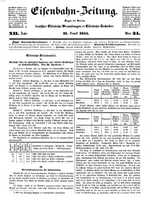 Eisenbahn-Zeitung Montag 21. August 1854