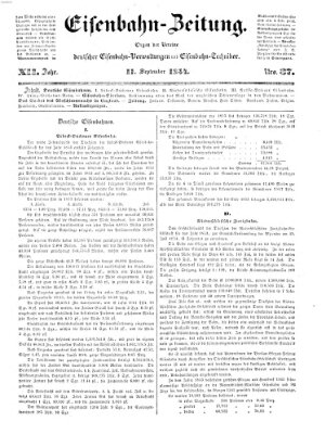 Eisenbahn-Zeitung Montag 11. September 1854