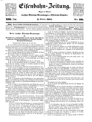 Eisenbahn-Zeitung Montag 2. Oktober 1854