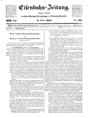 Eisenbahn-Zeitung Montag 9. Oktober 1854