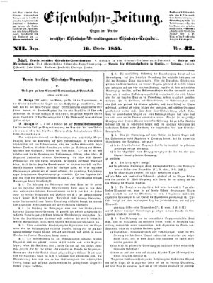 Eisenbahn-Zeitung Montag 16. Oktober 1854