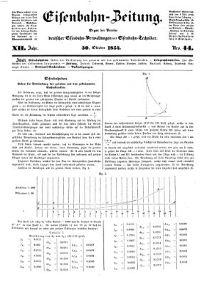 Eisenbahn-Zeitung Montag 30. Oktober 1854