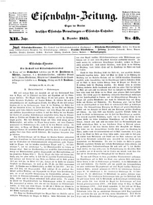 Eisenbahn-Zeitung Montag 4. Dezember 1854