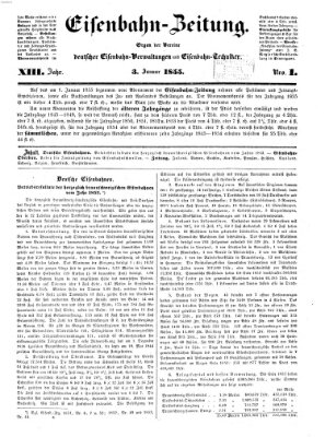 Eisenbahn-Zeitung Mittwoch 3. Januar 1855