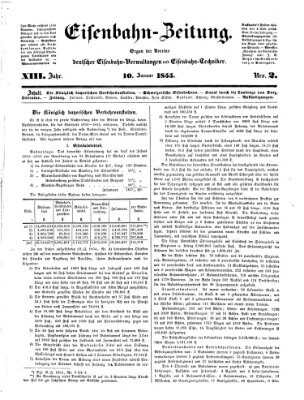 Eisenbahn-Zeitung Mittwoch 10. Januar 1855