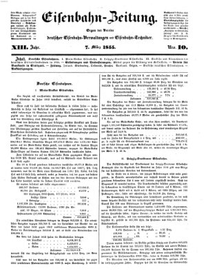 Eisenbahn-Zeitung Mittwoch 7. März 1855