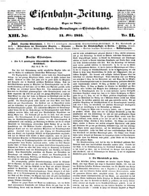 Eisenbahn-Zeitung Mittwoch 14. März 1855