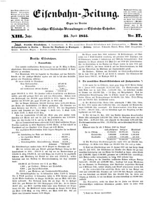 Eisenbahn-Zeitung Mittwoch 25. April 1855