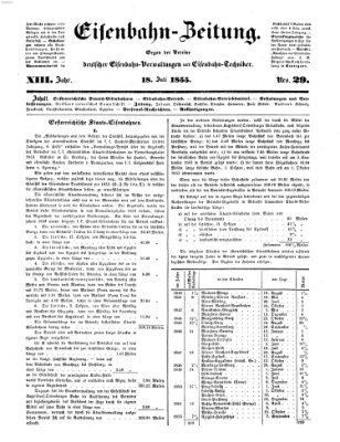 Eisenbahn-Zeitung Mittwoch 18. Juli 1855