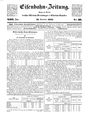 Eisenbahn-Zeitung Mittwoch 12. September 1855