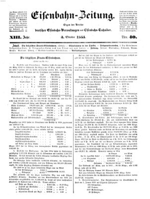 Eisenbahn-Zeitung Mittwoch 3. Oktober 1855