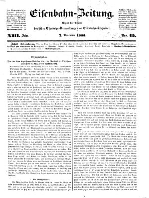 Eisenbahn-Zeitung Mittwoch 7. November 1855