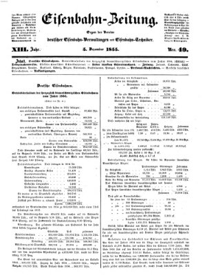 Eisenbahn-Zeitung Mittwoch 5. Dezember 1855