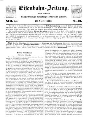 Eisenbahn-Zeitung Mittwoch 26. Dezember 1855