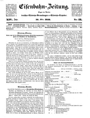 Eisenbahn-Zeitung Sonntag 16. März 1856