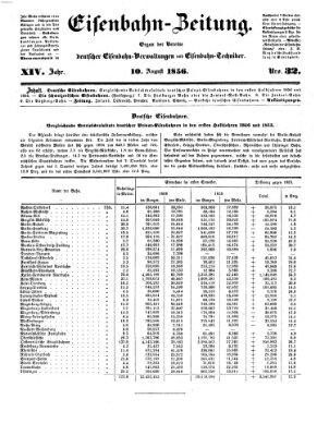 Eisenbahn-Zeitung Sonntag 10. August 1856