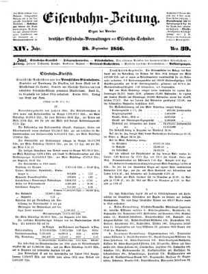 Eisenbahn-Zeitung Sonntag 28. September 1856